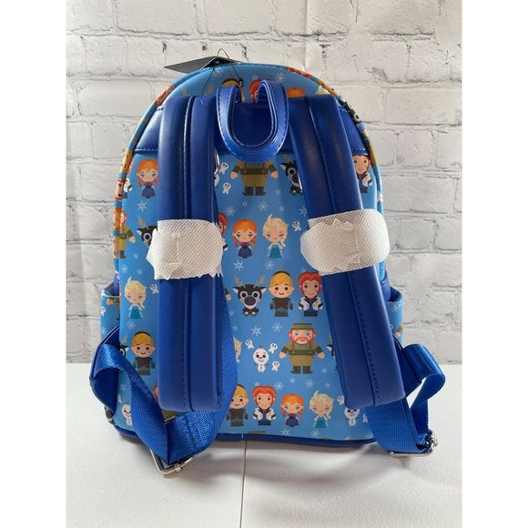 Loungefly Disney Frozen Chibi Mini Backpack Elsa Anna Olaf Blue Bag NEW - Picture 5 of 12